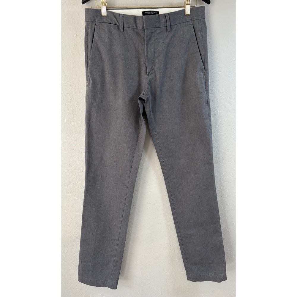 Banana Republic Mens Aiden Slim Fit Chino Pants Fits 32x33 Grey Cotton Preppy